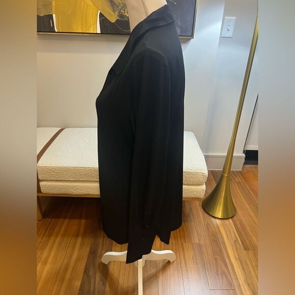 Franne Golde Black Harlow Button-Up Shirt size L NWT - Picture 7 of 12